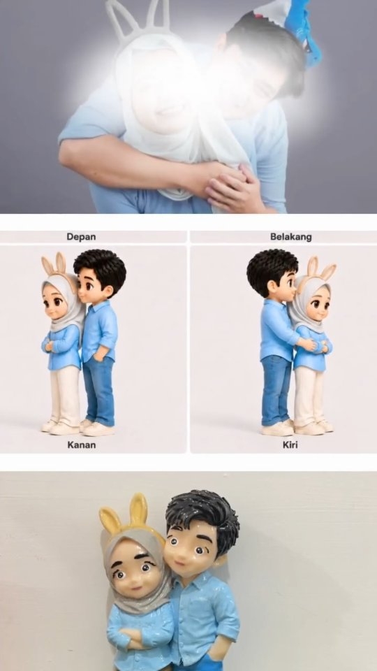 Figurin hasil cetak 3D bahan PLA padat dengan finishing rapi